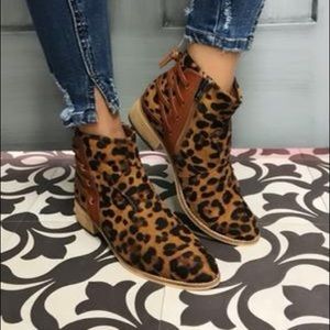 Georgia Leopard and Lace Booties